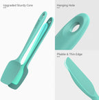 U-Taste Silicone Spoon Spatula Set: 480ºF Heat Resistant Food Grade Flexible Rubber Spoonula, Nonstick Cooking Mixing Scooping Kitchen Baking Scraper Utensils Set of 3 for Pan, Pot, Bowl (Aqua Sky)