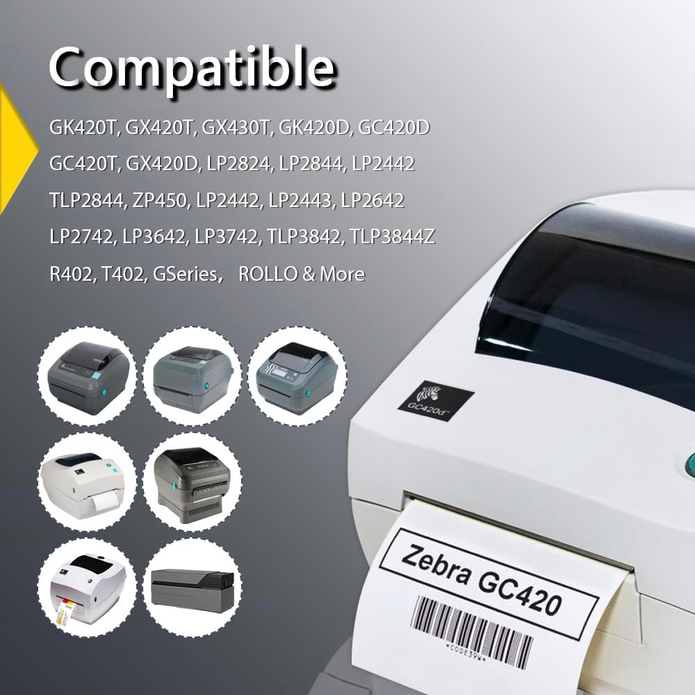 BETCKEY - 4" x 6" Shipping Labels Compatible with Zebra & Rollo Label Printer(not for dymo 4XL),Premium Adhesive & Perforated[Green, 6 Rolls, 1500 Labels]