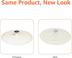 Amazon Basics Enameled Cast Iron Covered Round Casserole Skillet with Lid for Oven, 3.3-Quart, White