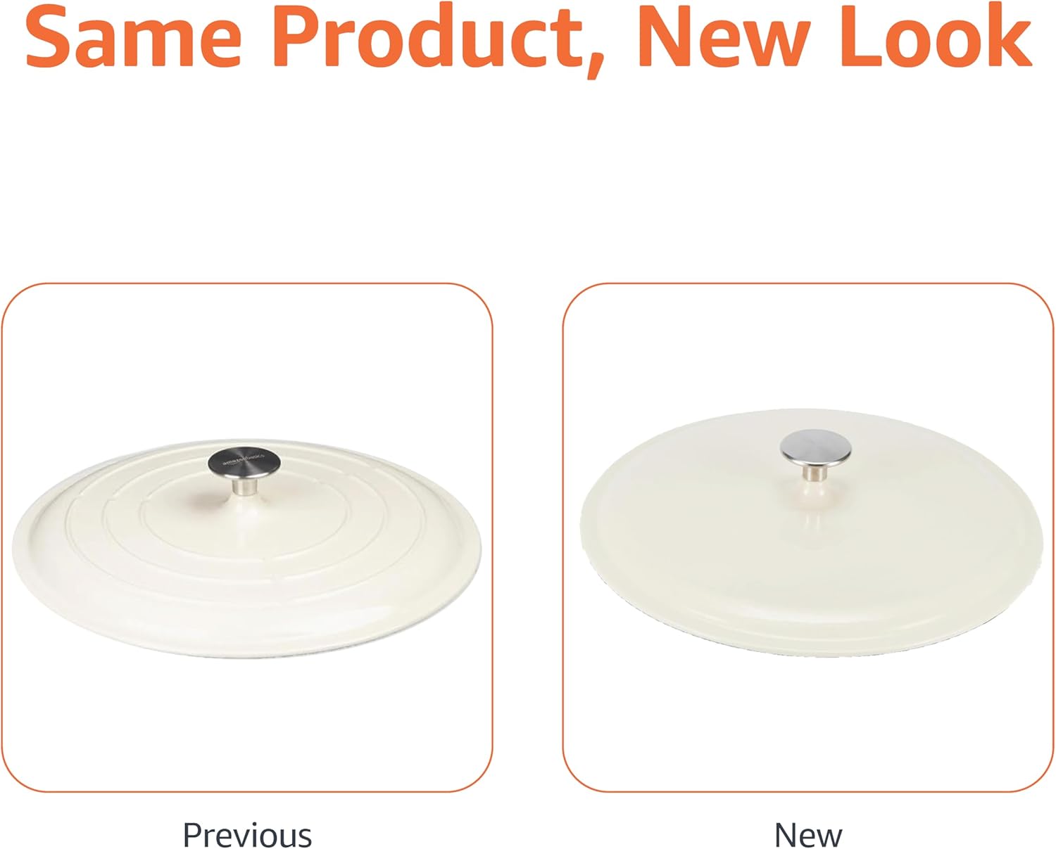 Amazon Basics Enameled Cast Iron Covered Round Casserole Skillet with Lid for Oven, 3.3-Quart, White