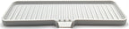 Happitasa Silicone Soap Dish Tray and Sponge Holder with Drain Chute | Bathroom and Kitchen Sink Organizer Caddy (Light Grey, 12"x4", 7.4 Ounces)