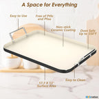 17.7" x 13" Burner Griddle Pan for Stove Top Oven, Stainless Steel Handles, Non Stick Ceramic Griddle Pan Griddle Skillet, PTFE Free PFOA Free, Black