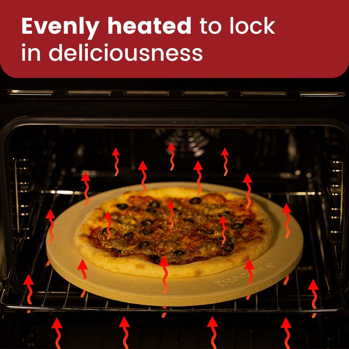 K ROCKSHEAT Pizza Stone Round, 12 Inch Cordierite Pizza Stone for Grill and Oven, 12" Durable Bread Baking Stone, Easy to Clean