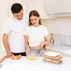 Automatic Rolling Egg Holder for Fridge, Clear Plastic Egg Organizer with Handle for Refrigerator, Egg Container for Kitchen Storage, 1 Row 2 layers
