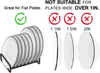 2 Pack Plate Holders Organizers 8 Slots Upright Cabinet Dish Drying Racks Metal Plate Stands (for 6In. 10In. Plates) Dish Organizers for Countertop and Cupboard(at Least 11.2in.Height) Black