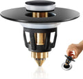 Black Bathroom Sink Stopper，Pop Up Drain Stopper for Bathroom Sink，Bathroom Sink Strainer ，Sink Plug,Universal Wash Basin Sink Stopper，Suitable for 1.1~1.5 Inch Bathroom Sink Drain Pipe (Matte Black)