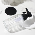 Automatic Foaming Soap Dispenser, 17oz Clear Glass Hand Soap Dispenser with ABS Touch Sensor Pump Battery Operated, Dish/Hand Soap Refillable for Bathroom Kitchen (Black)