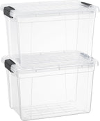 Superio Clear Storage Boxes with Lids, 8.75 Quart Plastic Container Bins for Organizing, Stackable Crates, BPA Free, Non Toxic, Odor Free, Organizers for Home, Office, School, and Dorm, 2 Pack