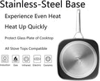 MsMk 11 Inch Induction Grill Pan, Bacon Carbonize also Nonstick, PFOA Free Non-Toxic, Stay-Cool Handle, Scratch-resistant, Induction Griddle Pan for Stove Top