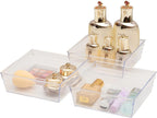 Backerysupply Clear Plastic Drawer Organizer Tray for Vanity Cabinet (6"×6"×2"，Set of 8),Storage Tray for Makeup, Kitchen Utensils, Jewelries, and Gadgets…