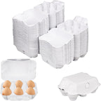 50 Pack Egg Baskets, Half Dozen Egg Cartons, Paper Egg Cartons, Egg Holder Hold 6 Eggs each for Safe Storage, Transport & Display - Ideal for Farm Fresh Eggs, Crafts, White(Standard Size)