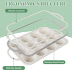 3 Pack Silicone Muffin Pans for Baking 12 Cup Mini Silicone Cupcake Pan with Metal Reinforced Frame, Nonstick Baking Cups BPA Free Siliconee Cupcake Molds for Oven Dishwasher Safe, Cream