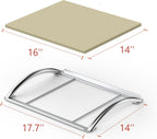 Skyflame 16” Rectangle Pizza Stone and Stainless Steel Rack with Handle, Heavy Duty Baking Stone Ideal for Most Charcoal/Gas Grills, Pizza Oven and Smoker