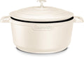 Large Dutch Oven Pot with Lid-7.5QT Cast Aluminum Oven Pot with Two Handles Lightweight for Bread Baking Braising and Roasting(Beige)