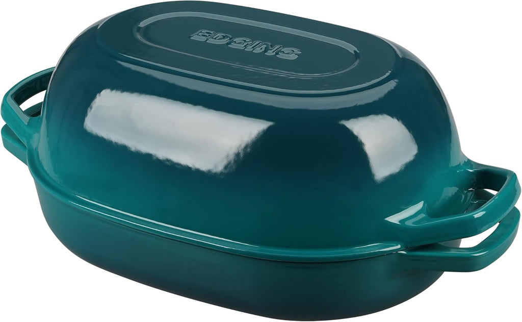 Enameled Cast Iron Dutch Oven Pot with Lid, Oval Dutch Oven for Bread Baking, Bread Oven for Homemade Sourdough Bread Baking, 7qt, Darkcyan