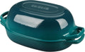 Enameled Cast Iron Dutch Oven Pot with Lid, Oval Dutch Oven for Bread Baking, Bread Oven for Homemade Sourdough Bread Baking, 7qt, Darkcyan