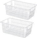 SANNO Freezer Baskets, Pantrty Storage Bins, Farmhouse Metal Wire Organizer for Kitchen Pantry Organizer 14"x11"x6"