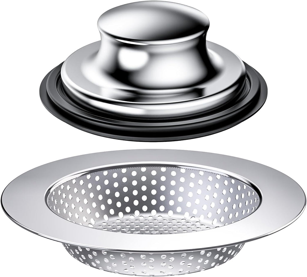 2PCS Kitchen Sink Stopper and Kitchen Sink Drain Strainer, Drain Catcher and Drain Cover for Kitchen Sink, Drainer for Standard 3-1/2 Inch Garbage Disposal Sink Drain