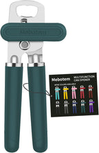 10 Colors Can Opener Manual Handheld Heavy Duty Hand Can Opener Smooth Edge Stainless Steel Can Openers Top Lid Kitchen Gadgets, Best Large Rated Easy Turn Knob, with Bottle Opener, Emerald