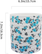 Kitchen Utensil Holder,7.2″Extra Large Stable Pattern Ceramic Utensil Crock,Utensil Organizer for Countertop,Kitchen Decor,Utensil Holder for Housewarming,Wedding Gift (Teal Blue)