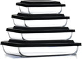 Nestl 8pc Glass Baking Dishes for Oven, Glass Food Storage Containers with Lids, Leakproof Casserole Dishes for Oven with Lid, Cooking, Microwave Oven Freezer Safe Bakeware, 9x13 Lasagna Pan Black
