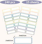 STARLIBOO Removable Labels, Removable Colored Labels Stickers, Self-Adhesive Rectangular Stickers Water/Oil/Tear Resistant for Food Containers/Classroom/Storage (8 Colors, 240 Labels)