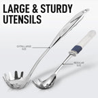 Zulay Kitchen Stainless Steel Cooking Utensil - Stainless Steel Kitchen Utensil - Durable Kitchen Gadgets - Metal Kitchen Accessories - Easy to Clean Kitchen Tools - 5 Piece Set