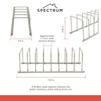 Spectrum Euro Cutting Board Holder Stand for Countertop or Inside Kitchen Cabinet Organization Satin Nickel, 8 Slot Cutting Board Drying Rack or Cabinet Plate Bakeware Storage Organizer