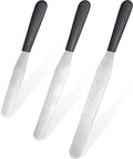 U-Taste Cake Icing Spatulas Set: Straight Decorating Frosting Knife with 6", 8", 10" Thinner Stainless Steel Blade, Flexible Smoothing Spreading Tools with Comfortable PP Handle for Cream (Black)