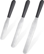 U-Taste Cake Icing Spatulas Set: Straight Decorating Frosting Knife with 6", 8", 10" Thinner Stainless Steel Blade, Flexible Smoothing Spreading Tools with Comfortable PP Handle for Cream (Black)