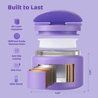 14.5oz Soup Thermo for Hot Food Kids Vacuum Insulated Food Jar Twist-Free Soup Thermo for Hot Food Kids Leakproof Stainless Steel Wide Mouth Lunch Container (Purple)