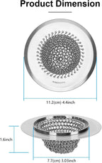 Sink Drain Strainer: Anti-Slip Flexible Chainlink, 304 Stainless Steel. Upgraded Clog-Free Kitchen Version, Easy-Clean Catcher for Garbage Disposal