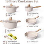 Large Nonstick Cookware Set With Lids - Pots, Pans and Kitchenware for Induction Cooking, Includes 8 QT Stockpot, Saucepan and Frying Pan