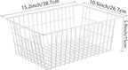 Redrubbit Wire Storage Baskets, Large Farmhouse Metal Freezer Basket Storage Organizer Bins with Handles for Kitchen Cabinets, Pantry, Closets, Bedrooms, Bathrooms, Set of 6, White