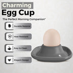 Flexzion Soft Boiled Egg Holder Set - 4-Piece Gray Ceramic Egg Cup, Stackable Egg Coddler Cups with Base for Serving, Breakfast, Brunch - Kitchen Table Decor, Gray