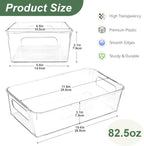HOMER Clear Plastic Refrigerator Organizer Bins, 8 Pieces Refrigerator Organizers, Pantry Storage Bins, Perfect for Fridge Organizer, Kitchen Storage, and Cabin Organizer