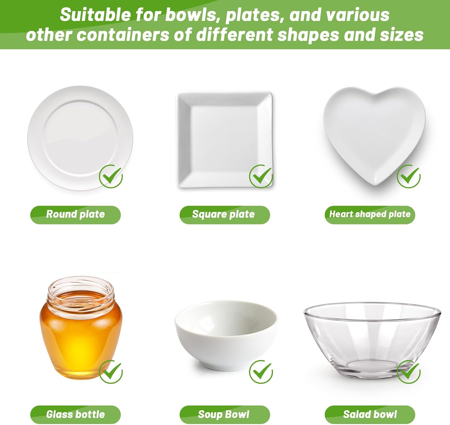 200Pcs Reusable Plastic Bowl Covers - 5 Sizes With Elastic, Food Grade Safe Material