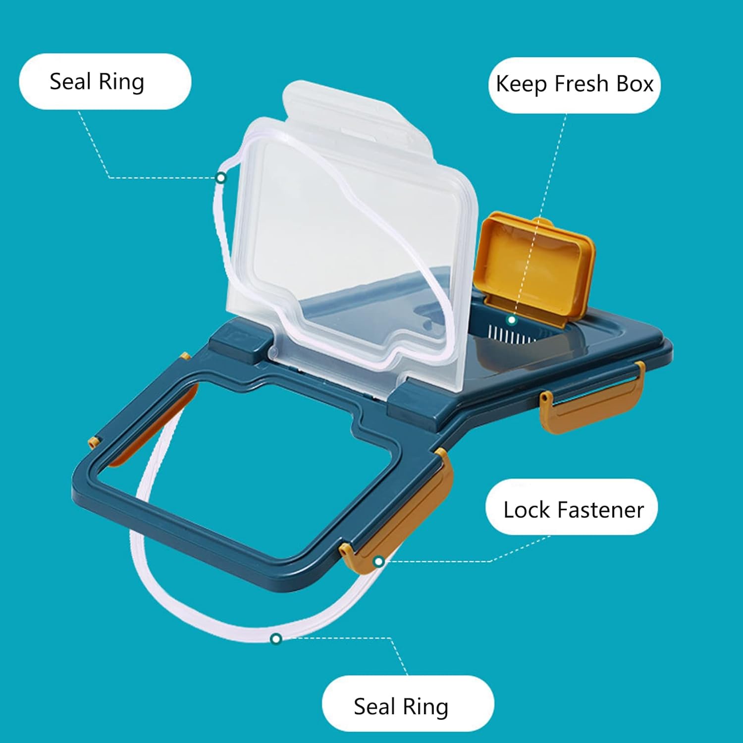 PENCK Large Flour Storage Container 25lbs, 2 Pack Airtight Rice Dispenser, BPA Free Plastic Cereal Grain Organizer Dog Cat Food Bin with Measuring Cup&Scoop for Kitchen Counter Top(Blue)