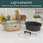6 Quart Programmable Slow Cooker Removable Healthy Nonstick Pot - Small Kitchen Appliance for Family Dinners - Serves 6+ People - Heat Settings: Keep Warm Brown Sugar