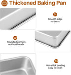 9x11 Baking Pan, Rectangle Cake Pan, 2-Pieces Nonstick Sheet Cake Pans Heavy Duty, Toaster Oven Tray Deep Size for Lasagna, Brownie, Siliver