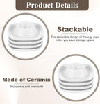 8PCS Ceramics Egg Holder, Stackable Egg Cups for Soft Boiled Eggs, White Egg Cups Porcelain Egg Dish with Base for Hard and Soft Eggs