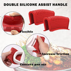 2 Pairs Silicone Pot Handle Holders,Hot Skillet Handle Covers,Anti-Slip Silicone Cast Iron Pans Handles,Pan Lids Dutch Ovens Baking Sheets Casserole Cookware