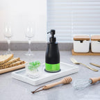 Gaussra Black Soap Dispenser with Coasterand Stickers, Refillable Liquid Stainless Steel Soap Dispenser for Kitchen Sink, Bathroom Countertop (11OZ / 320ML)