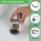 Brushed Nickel Stainless Steel Pop up Drain for Bathroom Sink with Detachable Basket Bathroom Sink Drain with Overflow Sink Drain Strainer