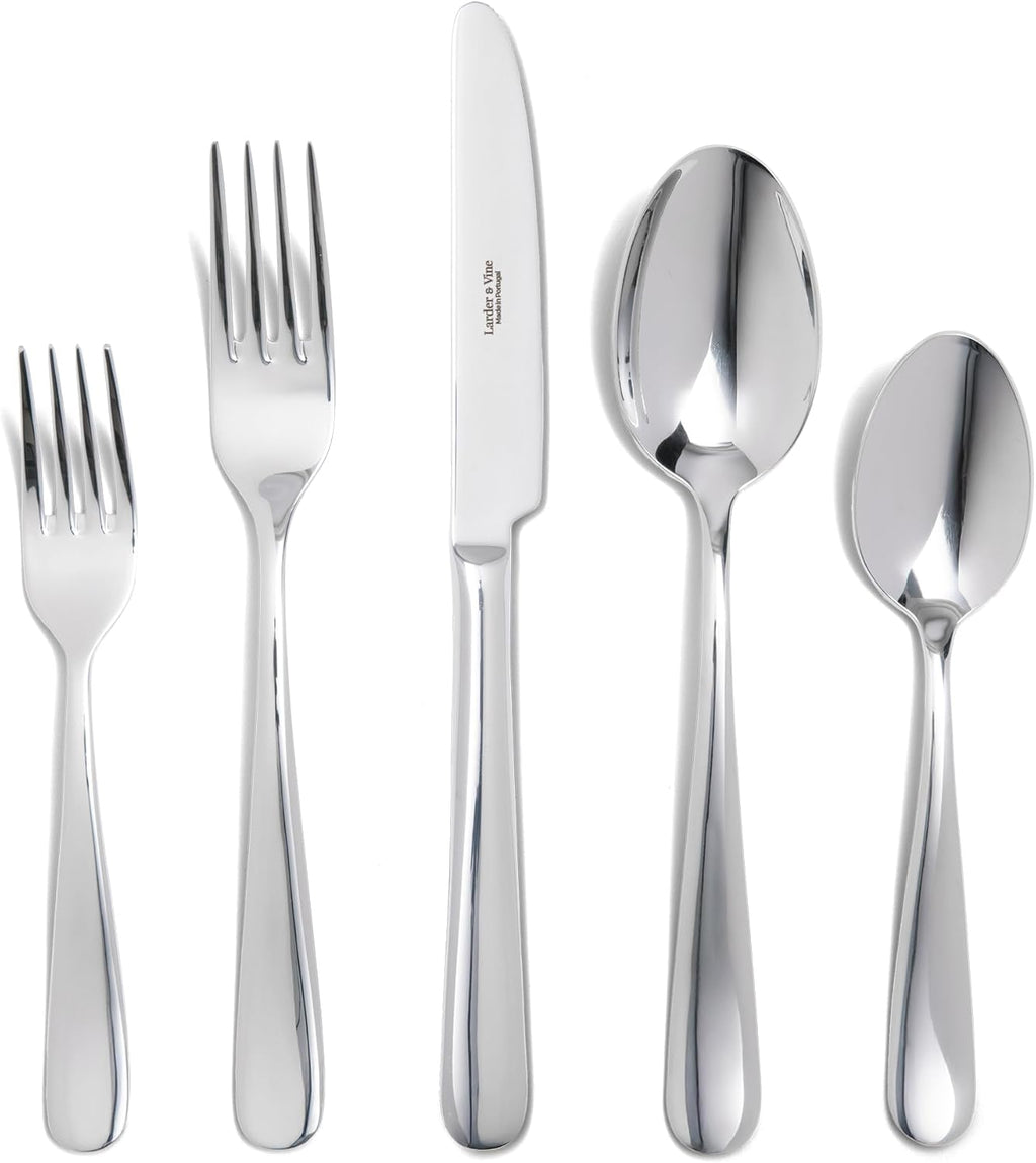 Signature Stainless Steel Flatware 20-Piece Set - Service for 4, Premium Stainless Steel with Weighted Handles, Dishwasher Safe, Everyday or Special Occasion Cutlery (Mirror Finish)