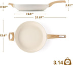 SENSARTE Ceramic Nonstick Frying Pan Skillet 12.5Inch Non Stick Pan with Ergonomic Handle, Non-toxic Healthy Large Cooking Chef's Pan, Free of Intentionally Added PFOA/PFAS/PTFE, Induction Compatible