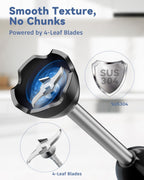 LINKChef 7 in 1 Immersion Blender Handheld, 800W Hand Blender Set, Scratch Resistant with 2 Titanium Steel Blades, 20 Speed and Turbo Mode, Includes Whisk, Milk Frother, Food Processor & Beaker