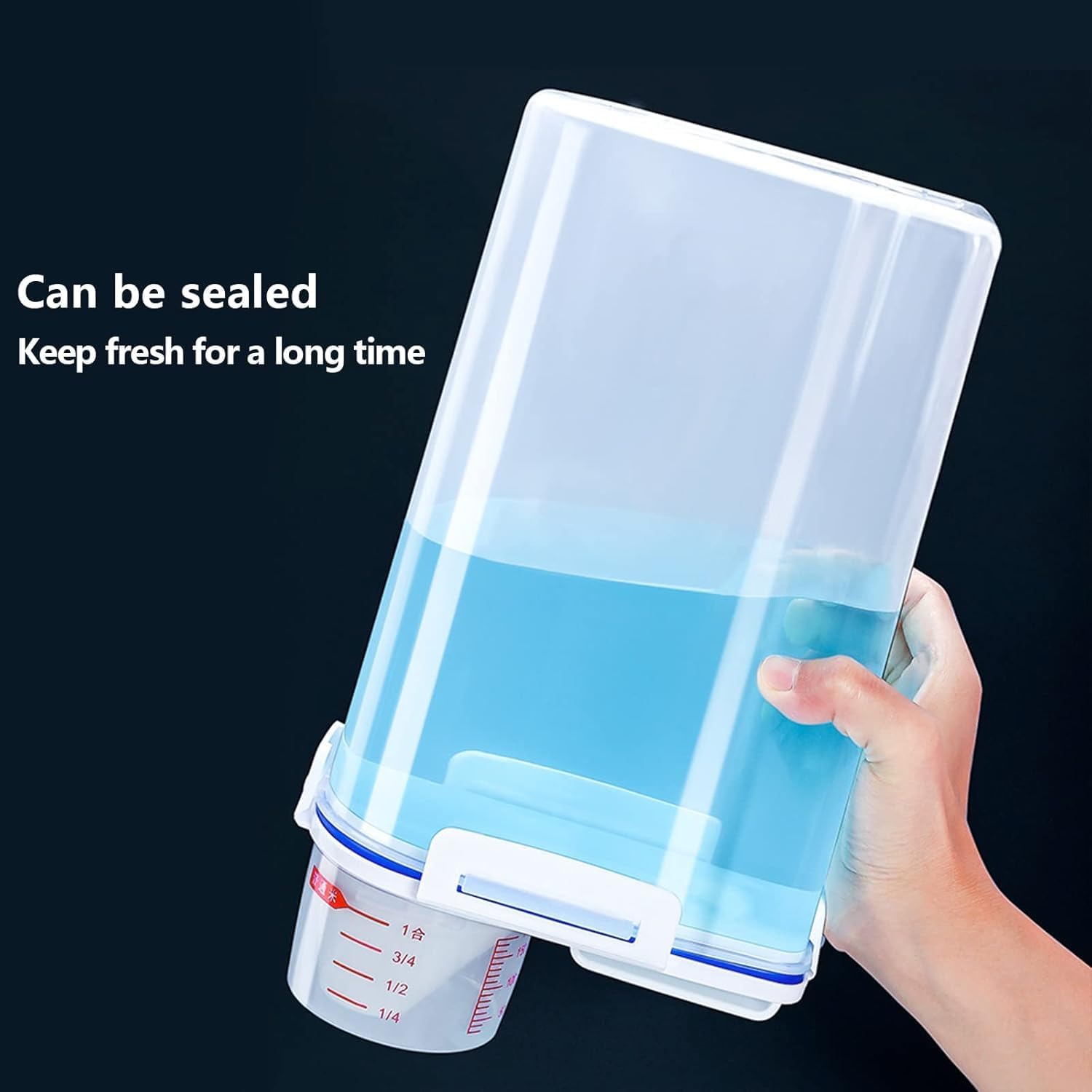 6 set 3-5 LB Rice Storage Bin Flour Cereal Containers Dispenser with BPA Free + Measuring Cup + Pour Spout - Perfect for Rice Flour Baking Supplies Pet Dog Food Storage