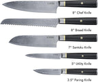 Yatoshi Knives Magnetic Kitchen Knife Block Set - Japanese 67 Layer High-Grade VG-10 Steel Knives, Sharp, G10 Handle Professional Kitchen Knife Set - Black Damascus (6 pieces)