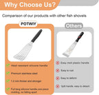 Fish Spatula Stainless Steel, Slotted Turner with Silicone Handle and Curved Blade, Metal Spatula for Cast Iron Skillet, Kitchen Cooking Flipper for Fish, Egg and Burger, 11.7 Inch